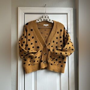 Madewell Women’s Hillview Cardigan - Size XS - Mustard Yellow Black Spots